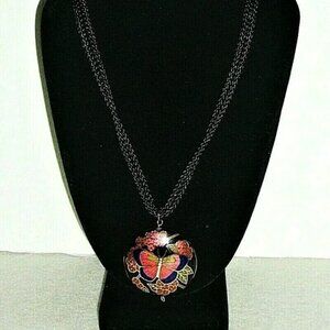Vintage Cloisonne Butterfly Necklace